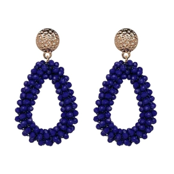 Handmade blue crystal beaded earrings (2 options) - Picture 1 of 2